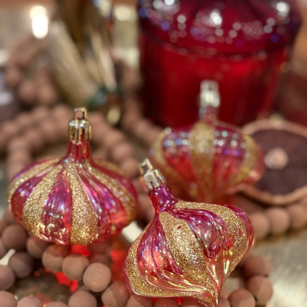 Vintage Pink Onion Ornaments